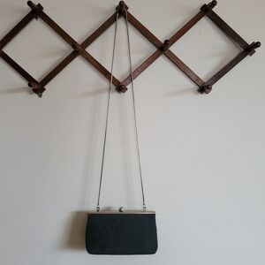 Vintage Liz Claiborne Mini Shoulder Purse Black Silver Embroidered